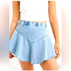 NWT Aerie Denim Circle Mini Skater Skirt Women’s Small High Rise